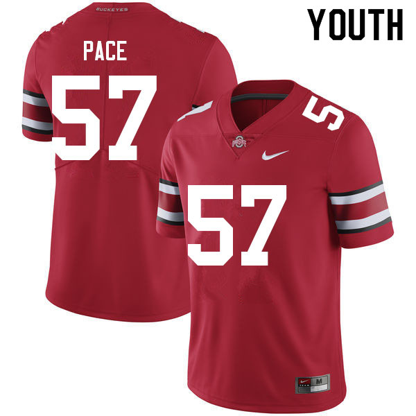 Ohio State Buckeyes Jalen Pace Youth #57 Red Authentic Stitched College Football Jersey